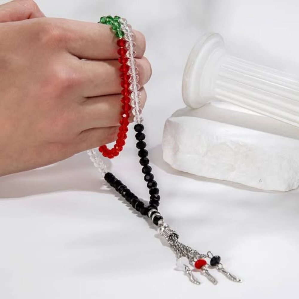 Islamic Tasbih Prayer 99 Beads Muslim Hand Made Misbaha Palestine Colors - Picture 2 of 4